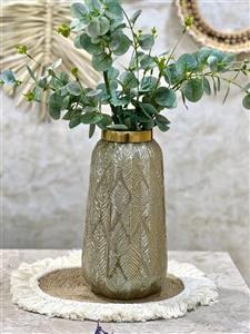 گلدان شیشه ای لبه طلایی