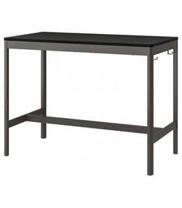 میز کار/جلسه ایکیا مدل IDASEN رنگ پایه خاکستری تیره صفحه مشکی ارتفاع بلند 105 سانتیمتر 