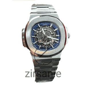 ساعت مچی مردانه پتک فیلیپ ناتیلوس اسکلتون Patek Philippe Nautilus Skeleton Silver White Screen 