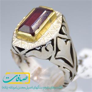 انگشتر یاقوت قرمز تراشدار مردانه «کد 2977»