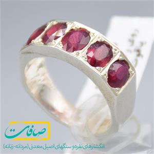 انگشتر چند نگین شامل 5 عدد یاقوت قرمز مردانه «کد 2979»