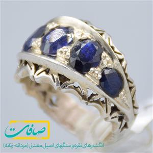 انگشتر چند نگین شامل 5 عدد یاقوت کبود مردانه «کد 2846»