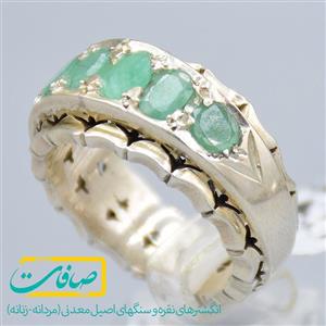 انگشتر چند نگین شامل 7 عدد زمرد زامبیا مردانه مردانه «کد 2833»