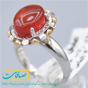 انگشتر عقیق یمنی با 4 عدد الماس زنانه «کد 2644»