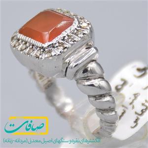 انگشتر عقیق یمنی تراشدار با 18 عدد الماس زنانه «کد 2650»