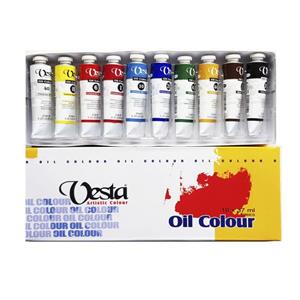 رنگ روغن وستا ست 10 عددی کد 10 حجم 37 میلی لیتر vesta oil color