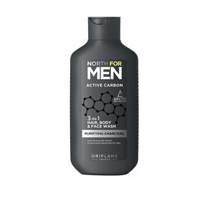 شامپو مو، بدن و صورت اکتیو کربن 3 در 1  ویژه آقایان 250 میل اوریفلیم north for men Oriflame North for Men
