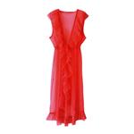 لباس خواب رمانتیک رافلدار قرمز سایز 32 تا 62