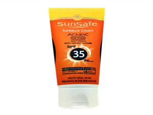 کرم ضد افتاب انتی اکنه SPF35 سان سیف بژ متوسط 