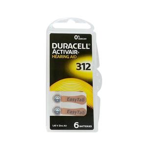 باتری سمعک دوراسل شماره 312  بسته 6 عددی Duracell hearing aid battery No.312  pack of 6