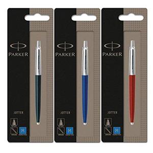 Parker Jotter 3 Colours - 1 Black + 1 Blue + 1 Red Ballpoint Pen 
