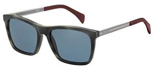 Tommy Hilfiger Th1435s Wayfarer Sunglasses, Gray Havana Ruthenium/Blue, 55 mm 