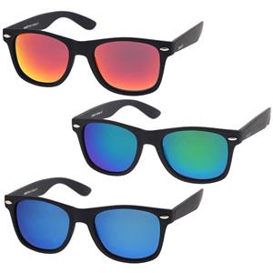 zeroUV - Matte Finish Reflective Color Mirror Lens Large Square Horn Rimmed Sunglasses 55mm (Matte / Purple) 