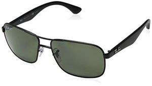 Ray-Ban Polarized RB3516 Sunglasses - Matte Black Frame/Green Lens