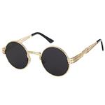 Pro Acme John Lennon Metal Spring Frame Round Steampunk Sunglasses Clear Lens Available (Gold Frame/Grey Lens)