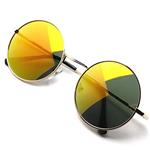 John Lennon Inspired Sunglasses Round Hippie Shades Retro Colored Lenses (Orange Ice)