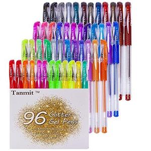 Tanmit Glitter Gel Pens, 96 Gel Pens Glitter Coloring Set Including 48 Sparkly Colors & 48 Refills for Adult Coloring Books Crafting Drawing Art Markers