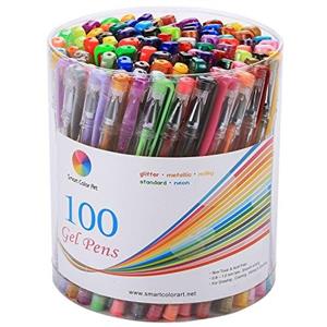 Smart Color Art 100 Colors Gel Pens Set for Adult Coloring Books Drawing Painting Writing 