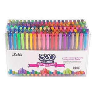 Lelix 320 Colors Pen Set 160 Unique Gel Pen Plus 160 Refills for Adult Coloring Books Drawing Writing 