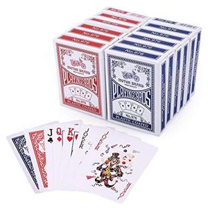 Playing Cards, Poker Size Standard Index, 12 Decks of (6 Blue and Red) by LotFancy, for Blackjack, Euchre 