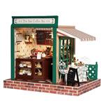 Flever Dollhouse Miniature DIY House Kit Creative Room With Furniture for Romantic Valentine s Gift(Stars  Cafe Bar)