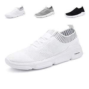 ANTETOKUPO Mens Running Shoes Mesh Sport Knitted Lightweight Casual Walking Shoes Fashion Sneakers Athletic Shoes for Men (7, White)