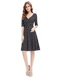 Ever-Pretty Womens Casual Classy V-Neck Party Dress 14 US Black White 