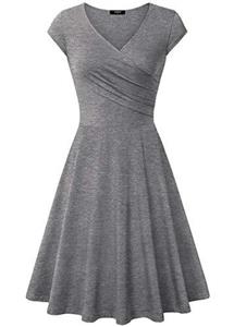 Elegant Dresses, Laksmi Womens Casual Dress A Line Cap Sleeve V Neck (Small, Dark Grey) 