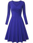 Vintage Dresses, Laksmi Women s Long Sleeve Fit and Flare Comfy Casual Midi Dress Royal Blue X-Large