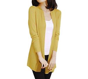 Shawhuaa Womens knitted Slim Fit Open Front Cardigan Sweater Shawl Yellow