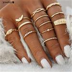 UNKE 12pcs/Set Women Retro Arrow Gold Plated Nail Ring Above Knuckle Rings Set