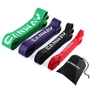 CANWAY 4 Packs Pull Up Bands Stretch Resistance Band Levels Light Medium Heavy Combo Set of Latex Loop Assist Powerlifting Durable Workout Mobility for Strength Exercise 