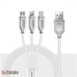 کابل شارژ و دیتا سه سر ارلدام مدل ET-IMC012 (سفید)