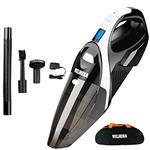 Cordless Vacuum, WELIKERA 12V 100W Hand-held Cordless Vacuum Cleaner, Powerful Portable Pet Hair Vacuum, Cordless Rechargeable Dust Busters for Home and Car Cleaning, with A Carrying Bag, Black
