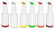 2dayShip Set of 6 Multi-Colored Flow-N-Stow 32 Ounce Juice Pour Bottles Brown, Green, Orange, Red, White, Yellow