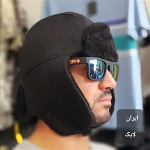 کلاه خلبانی خزدار زمستانی کلاه شکاری مشکی کلاه خلبانی مشکی