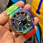 ساعت  مچی جی شاک GA2100 شیشه ای رنگی(جیشاک GShock)های کپی تمام فول تنظیم اتوماتیک با پایتخت کشورها،داراس سنسور اتولایت