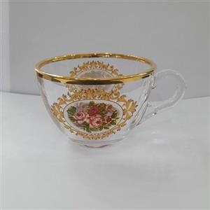 فنجان باسیک لب طلا گل رز