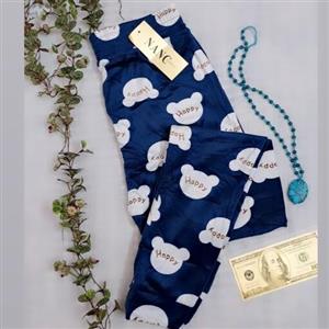 شلوار مخمل زنانه آبی تیره طرحدار