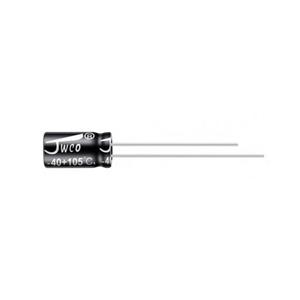 خازن الکترولیت 2.2uf-50V جی دبلیو کو کد Silvana-C01 بسته 100 عددی