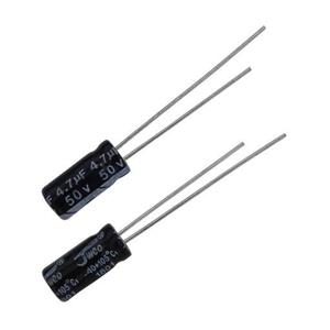 خازن الکترولیت 4.7uf-50V جی دبلیو کو کد Silvana-C02 بسته 100 عددی