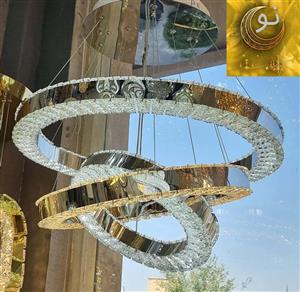 لوستر جدید مدرن کهکشانی  (کف و سقف کریستال نگینی ) سایز 70-50-30 cm