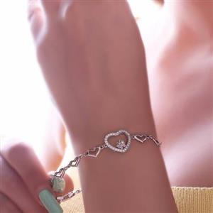 دستبند ژوپینگ قلب نگین دار  آبکاری طلا سفید ضد حساسیت کیفیت بالا نگین مخراج