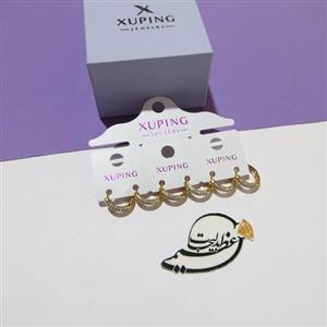 گوشواره حلقه ای  ساده نگین کاری شده برند ژوپینگ Xuping از جنس مس درجه یک و روکش طلا