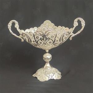 کشکول ملیله کاری مسی آبکاری نقره سایز دو ساخت زنجان