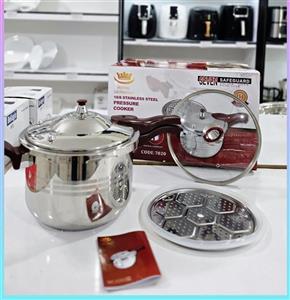 زودپز تک دسته مارک رویال آلمان 5لیتر کف چدن استیل ضد زنگ همراه با در شیشه ای و بخارپز