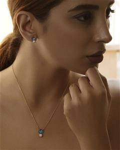 نیم ست کریستال مکعب آبی سواروسکی