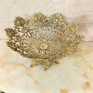 میوه خوری برنجی  و سرویس پذیرایی  گل رز  پایه ریشه ای کد 239(میوه خوری برنز ) 
