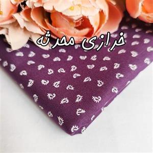 پارچه تکه ای پوپلین کتان نخ بادمجانی(اندازه 25در 30)