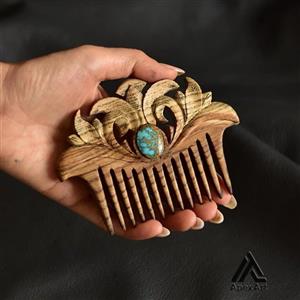 شانه چوبی منبت کاری طرح رخسار